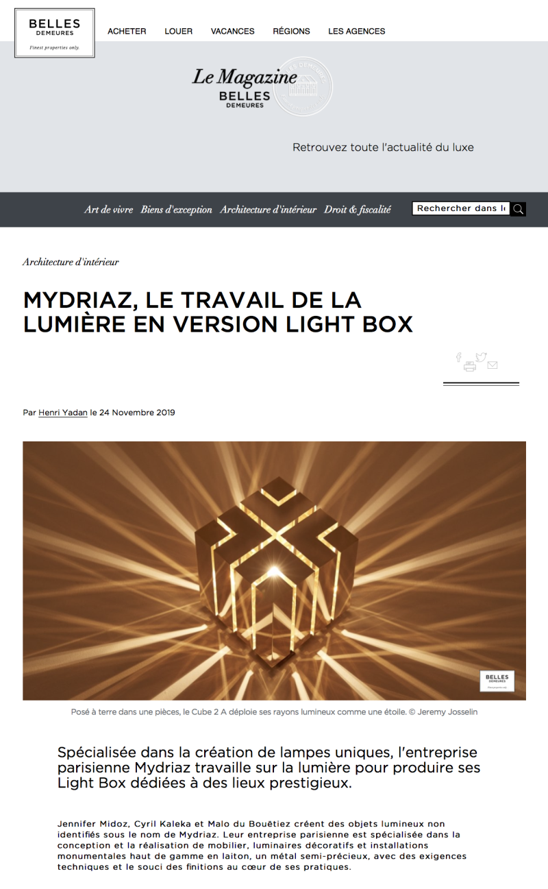 Jennifer Midoz – Belles Demeures Novembre 2019